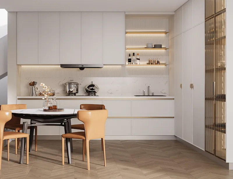 餐廳法式圓桌搭配細腿椅