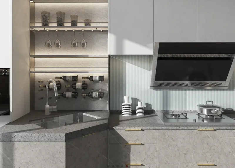 量身規劃與中島設計結合時，整體使用體驗會再往上提升一個層次